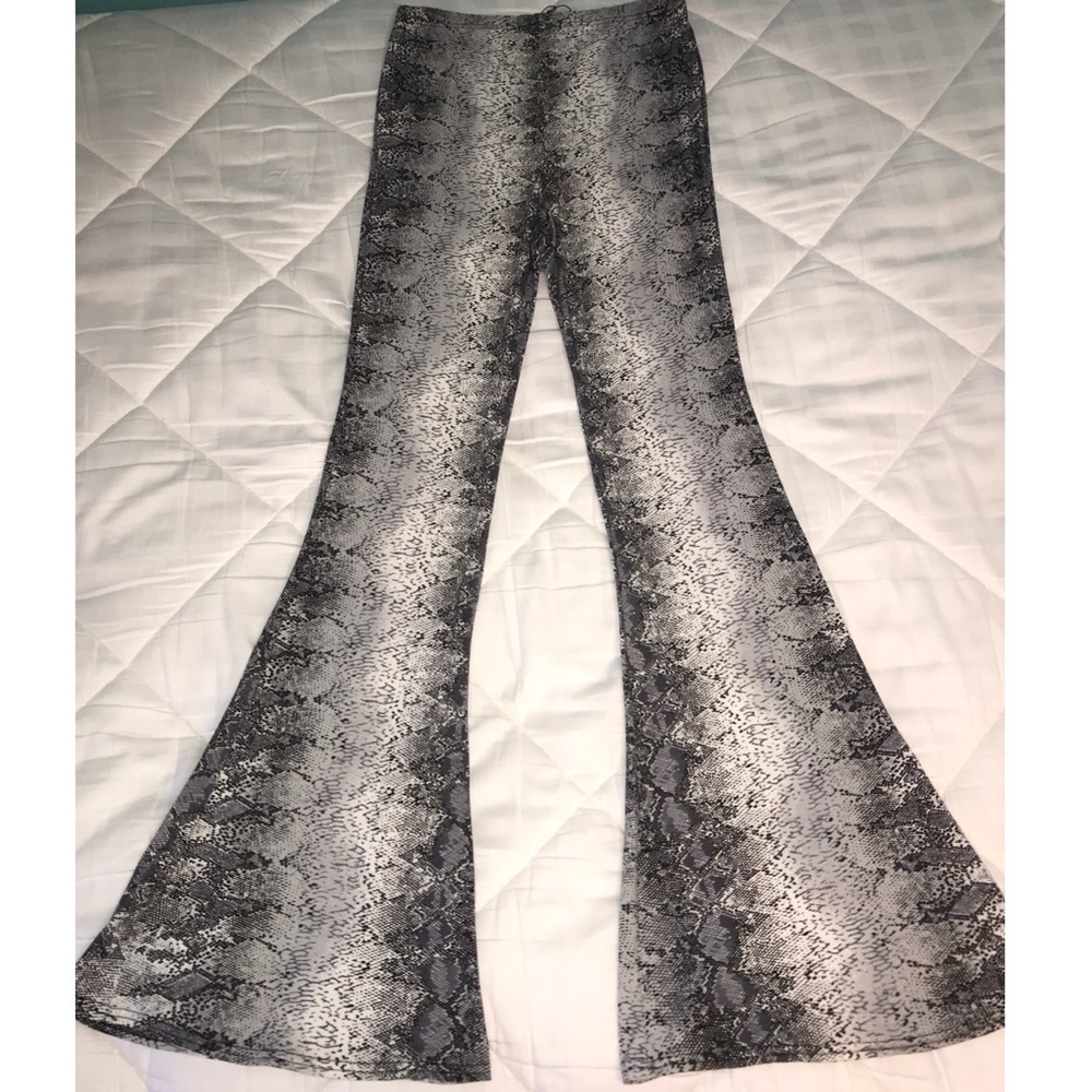 Snake skin boot cut flare pants
